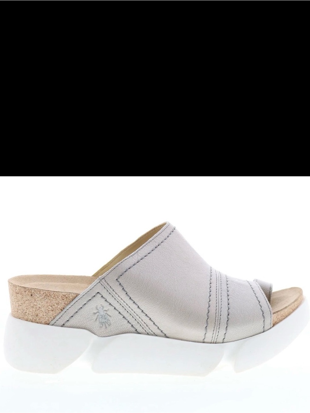 Fly London Metallic Taupe Slide Mules with White Sole - Picture 14 of 14